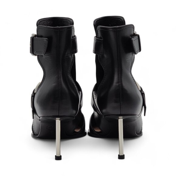 Alexander McQueen Cage Buckle Leather Ankle Booties Black - Picture 5 of 9